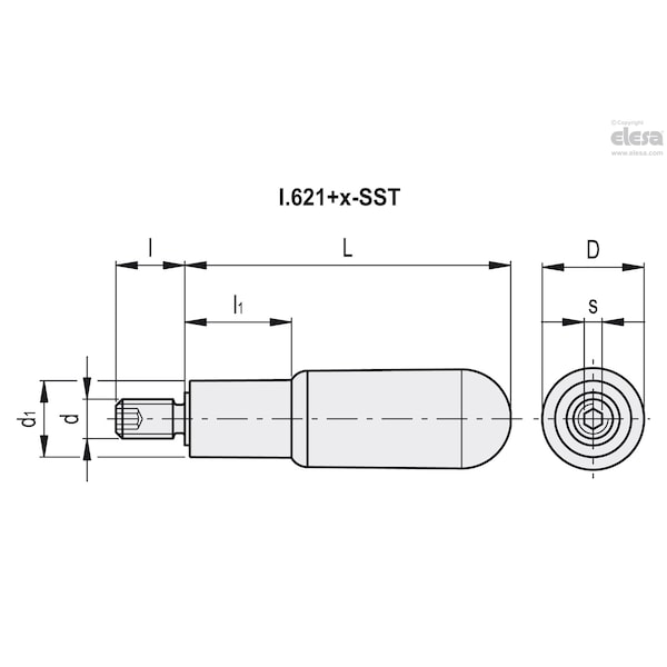 Stainless Steel Pin, I.621/65+x-M10-SST